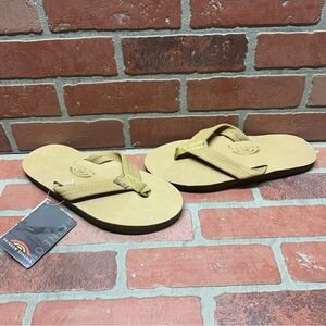 Rainbow ‘301ALTS’ Brown Leather Single Layer Flip Flop Sandals Men Size 9.5-10.5